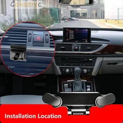 Gravity Car Phone Holder For Audi A6 C7 4G 2012-2018yr With Sturdy Base Not blocking Air Vent Mount GPS Stand Accessories
