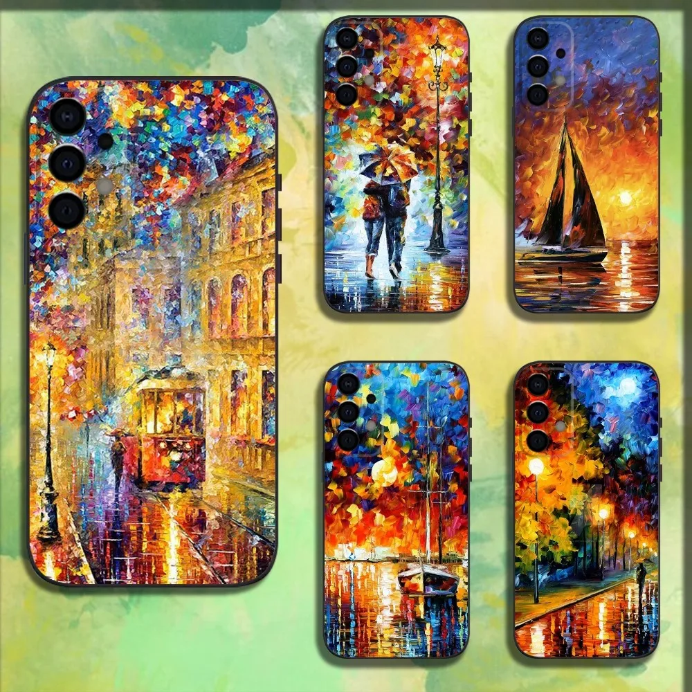 L-Leonid Afremov Oil Painting Phone Case For Samsung Galaxy A13,A21s,A22,A31,A32,A52,A53,A71,A80,A91 Soft Black Shell