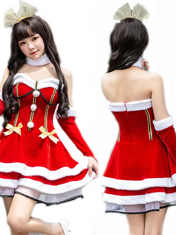 レッド ハロウィン コスチューム ドレス セット マント付き パーティー バー パフォーマンス衣装 女性用 伝統的な服 ステージ パフォーマンス ウェア