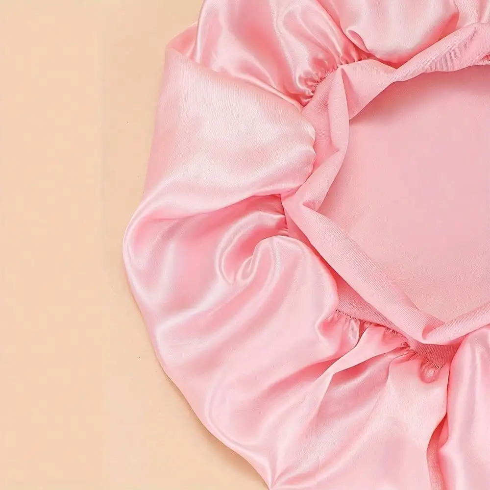 

1pc Soft Silk Satin Bonnet Luxury Night Sleep Cap For Women Elastic Wide Band Head Wrap Universal Jumbo Size Hair Protection Bonnet Anti Frizz Sleep Hat Premium Headwear For Braids Curly Hair Travel Beauty Tool Pink