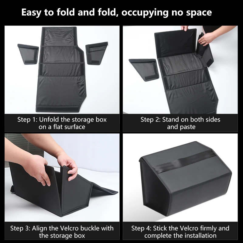 Rear Under Seat Storage Box For Tesla Cybertruck 2024 2025 3PCS Set Leather Rear Under Seat Organizer Box Interior Accessories view 4