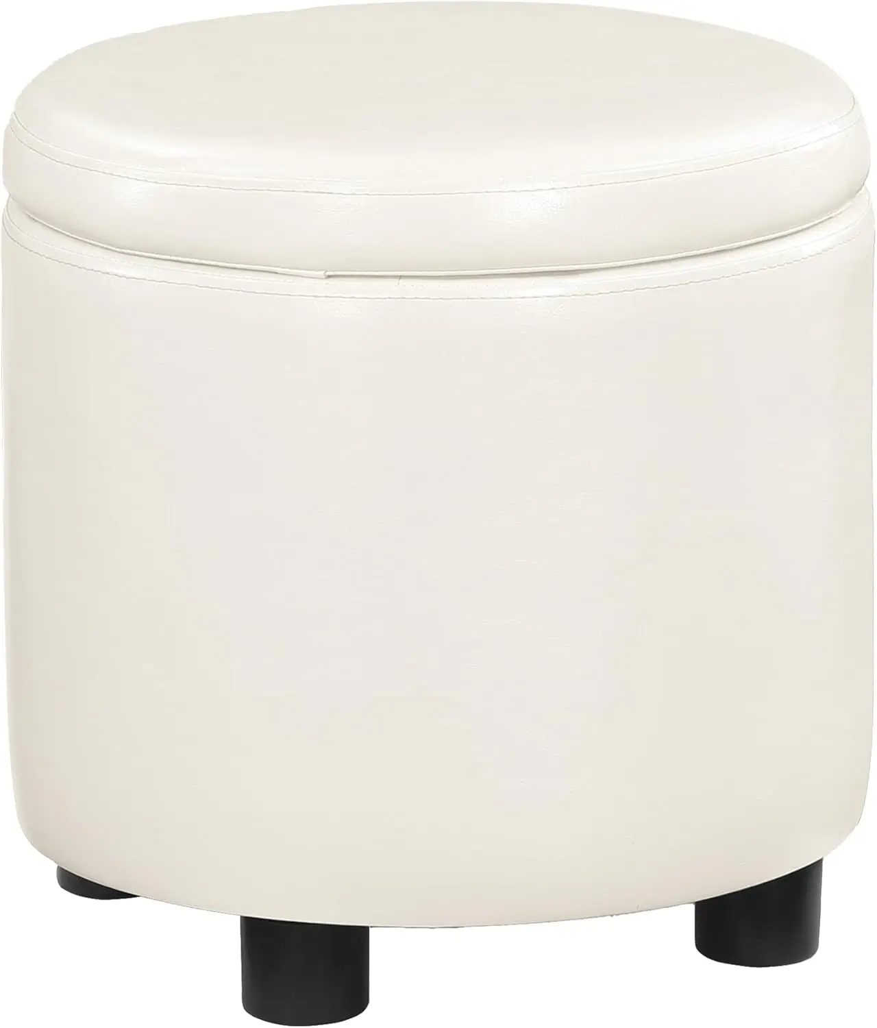 

Round Accent Storage Ottoman with Reversible Tray Lid, Faux Leather, Foam Cushioned Top, Sturdy Wood Frame, 16x16x16 Inches