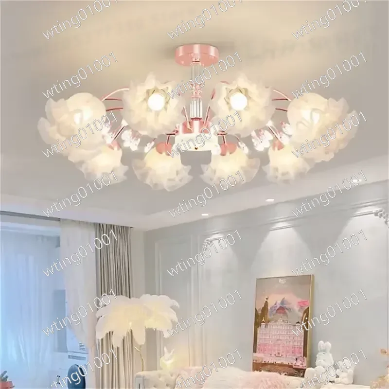for BERTH Modern LED Flower Chandelier American Pastoral Pendant Light Luxury Ceiling Fixture for Living Room Dining Bedroom