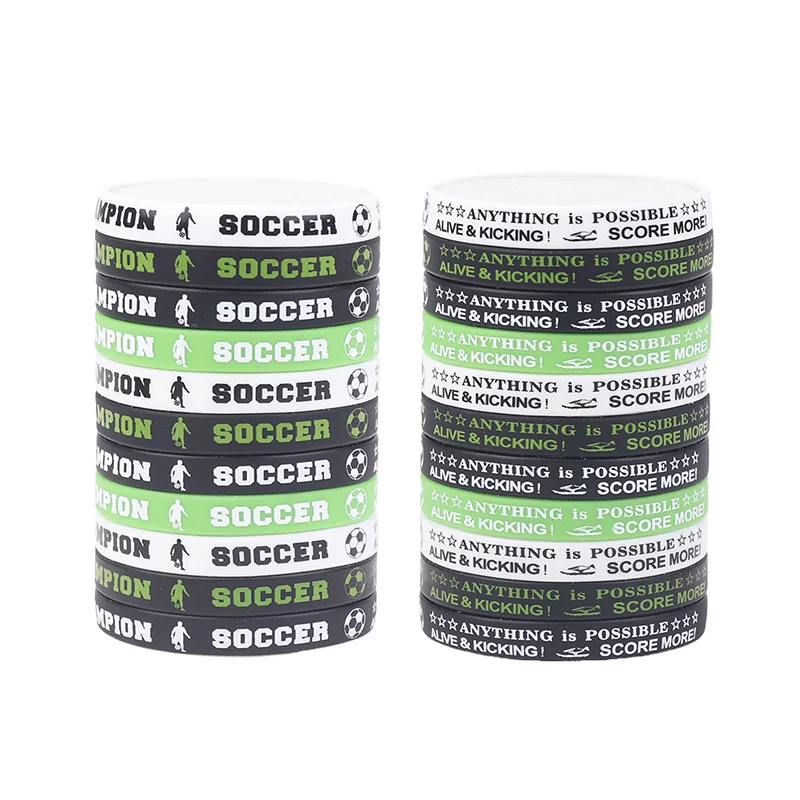 

32Pcs Soccer Silicone Bracelets Party Supplies Soccer Motivational Rubber Wristbands For Sport Themed Football Themed Birthday