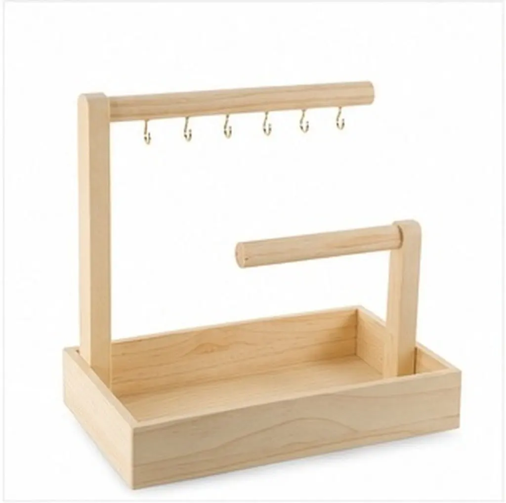 Wood Jewelry Display Stand Solid Wood Desktop Key Holder Tray Multifunctional Jewelry Organizer Bracelet Necklace Rack Holder