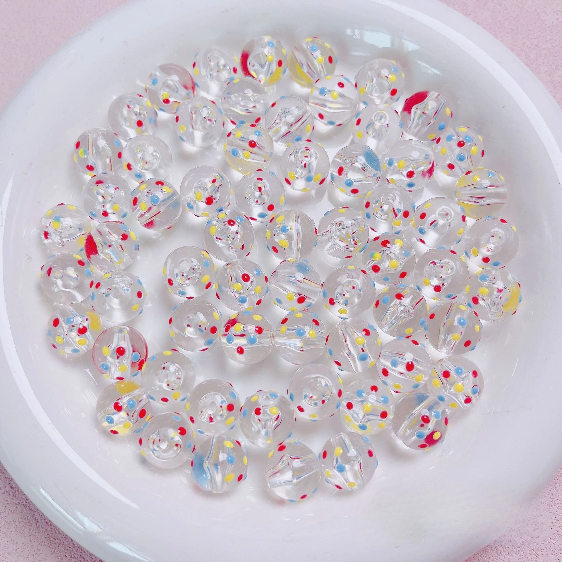 5/10/20Pcs, 14mm, Acrylic, Cute, Dripping Oil, Clear Beads, Decorative Beads, Snap Beads, DIY, Beads, Loose Beads, Barrier Beads