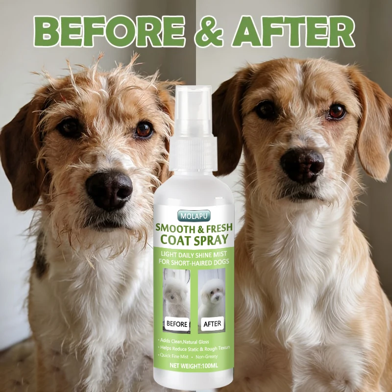 Pet Grooming and Care Products Instant 10-in-1 Short Coat Spray - Helps Smooth Out Loose Hair, Soften Dry Hair, and Keep Short Coats Tidy and Easy to Comb - Lightweight Spray for a Fresh, Natural Shine Without a Greasy Feel - Daily Care Spray Specifically Designed for Short-Haired Dogs