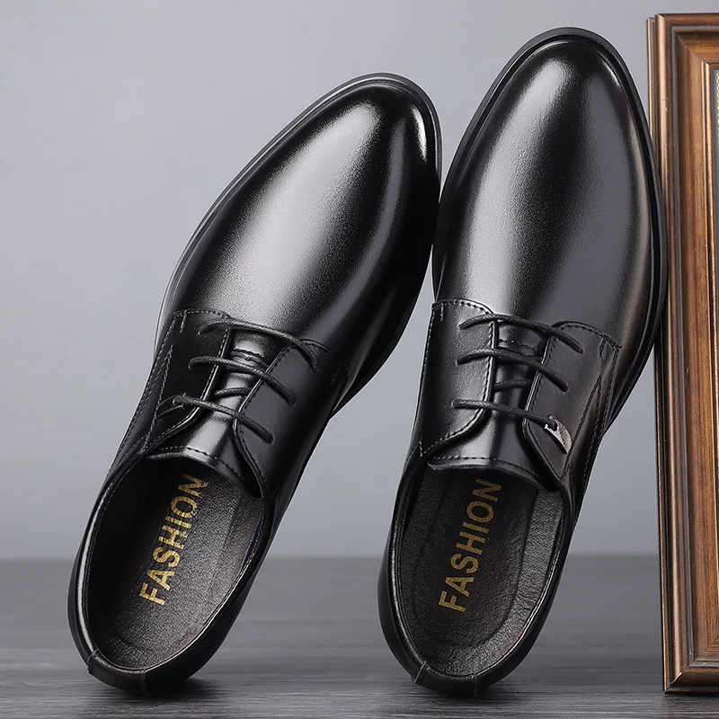 Plus Size 38-46 Comfortable Soft Leather Shoes Men's Formal Dress Shoes Black 2023 Breathable Decent Business Wedding Shoes