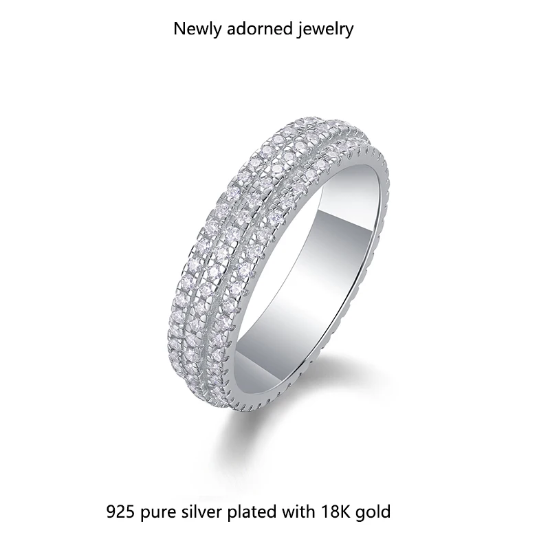 

European and American cross-border wholesale 925 sterling silver full moissanite ring, fashionable and versatile, light luxury a