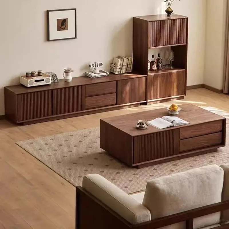 ตู้วางทีวีทรงสูง ไม้เนื้อแข็ง โมเดิร์น เรียบง่าย สำหรับห้องนั่งเล่น ตู้เก็บของอเนกประสงค์แบบตั้งพื้น