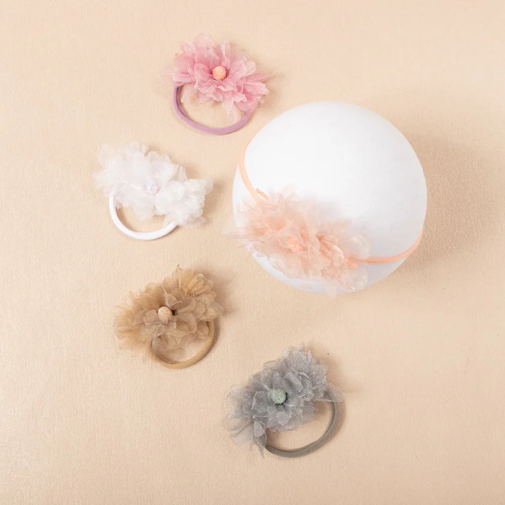 

Fashion Florals Headband Newborn Baby Elastic Princess Hairbands Child Kids Mesh Flower Headwear Hair Accessories For Women