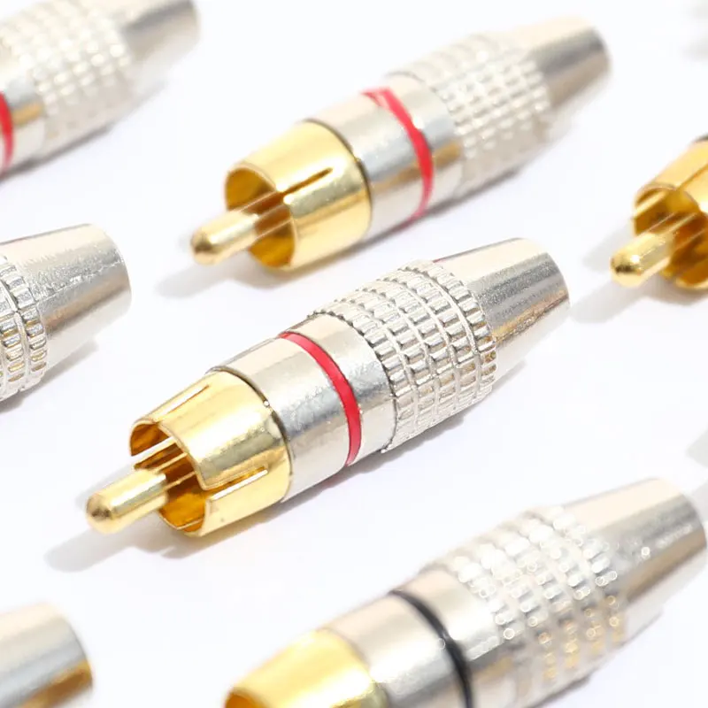 10pcs    Male Connector Non Solder plug Adapter for Audio Cable Plug Video CCTV camera Solder-Free High Quantity