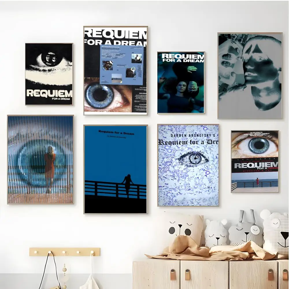 Drama Vintage Cinematic R-Requiem For A Dream Poster Self-adhesive Art Waterproof Coffee House Bar Room Wall Decor
