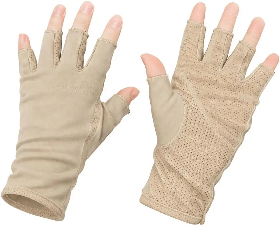 

Men's Summer Sunblock Fingerless Gloves Cool Anti-UV Driving Gloves for Outdoor Protection