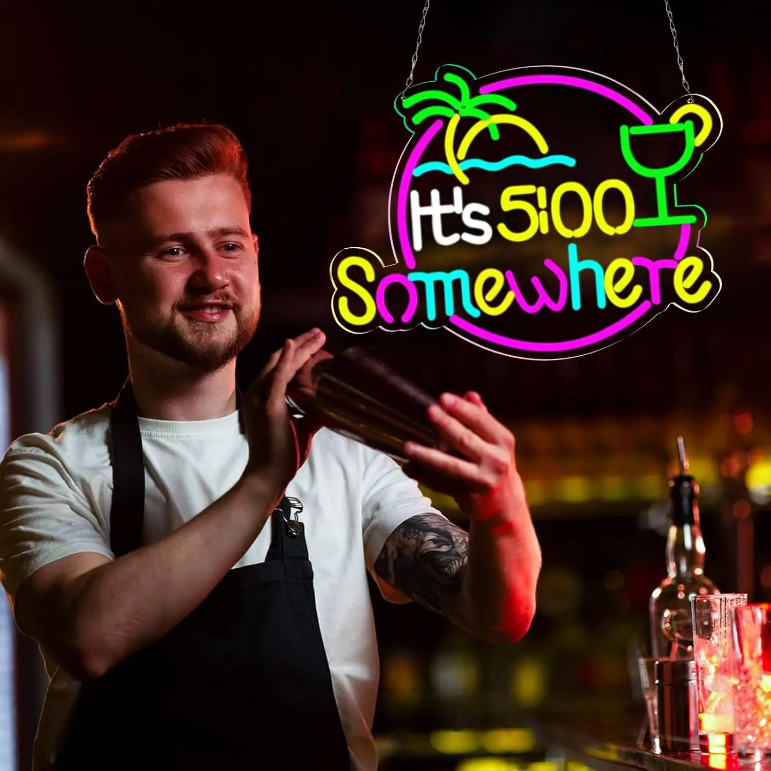 21.6 "x 16.2" حجم كبير It'5:00 في مكان ما النيون الفن الجدار الخفيفة لشريط نادي ويندوز فندق حانة مقهى حفل زفاف ديكور هدية