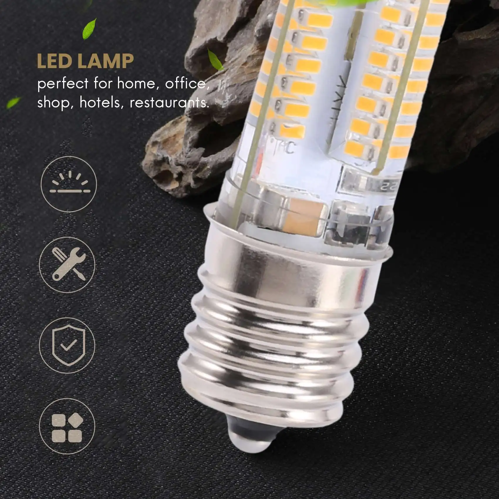 Ampoule LED E17, 5W, 64, 3014 SMD, lumière blanche chaude, AC 110V-220V
