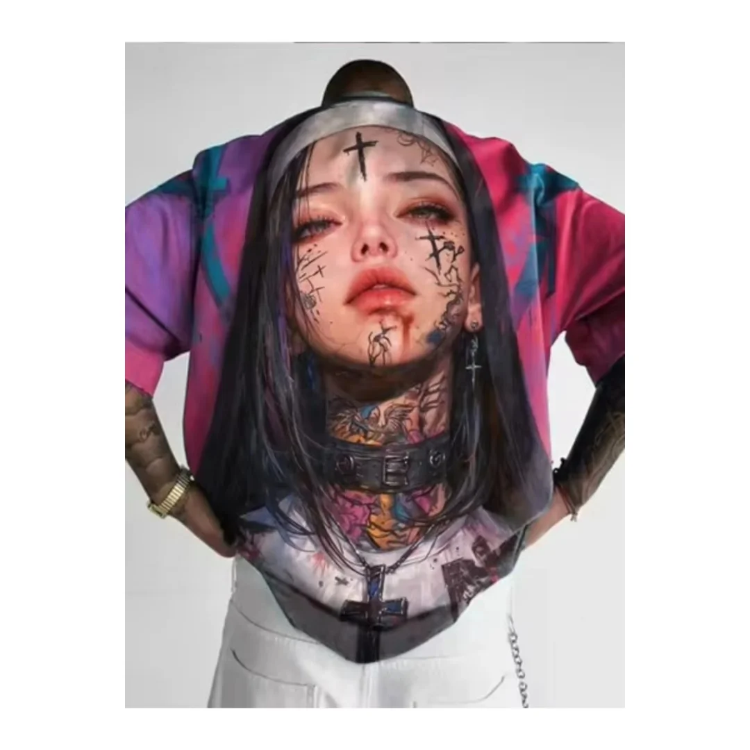 

Футболка с рисунком девушки в стиле хип-хоп, футболка с 3d принтом, летняя мужская футболка для отдыха, быстросохнущая, детская одежда, футболка Y2k Woman