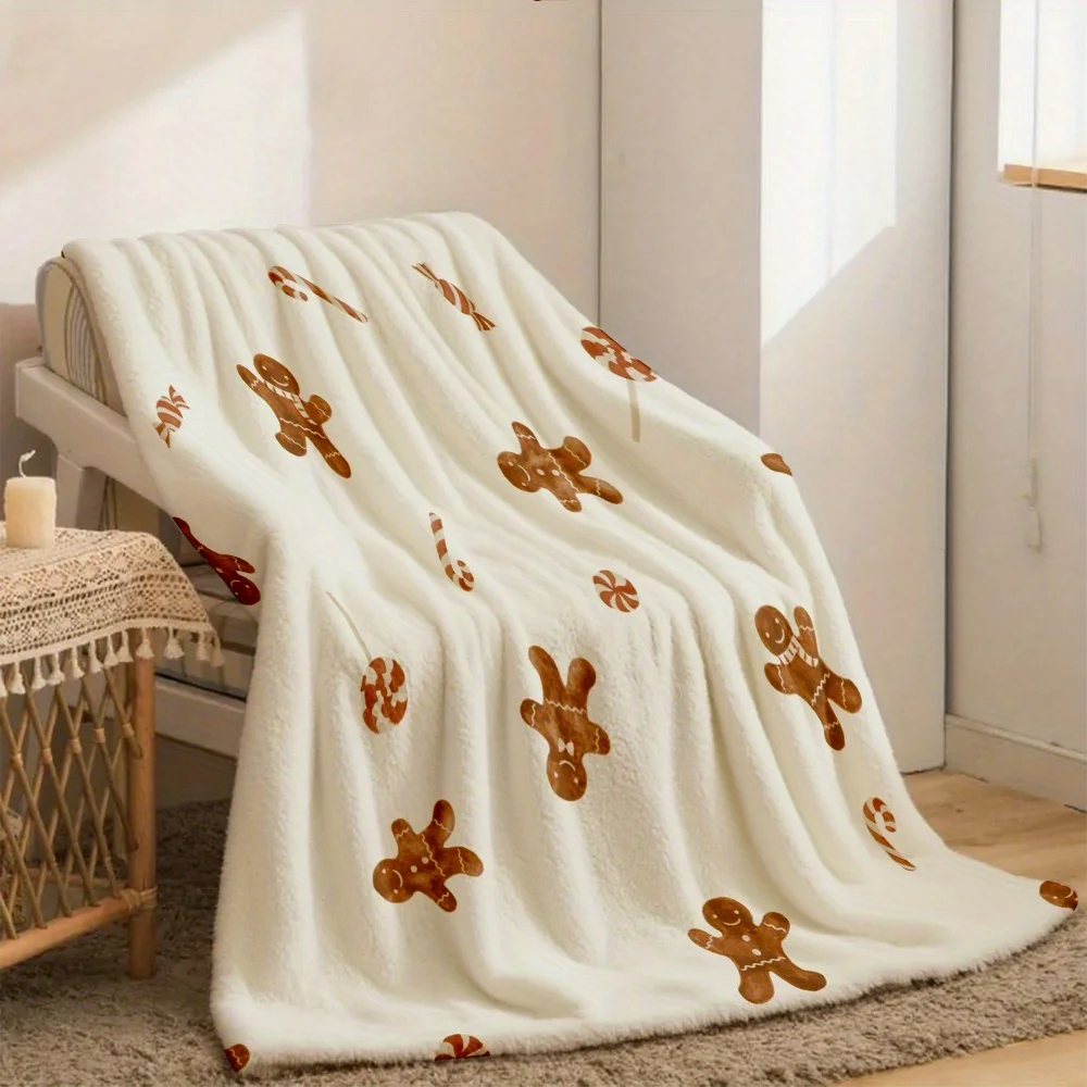 

Gingerbread for Man Blanket with Soft Flannel Design for Friends Suitable for Bed Sofa Office Camping and Travel