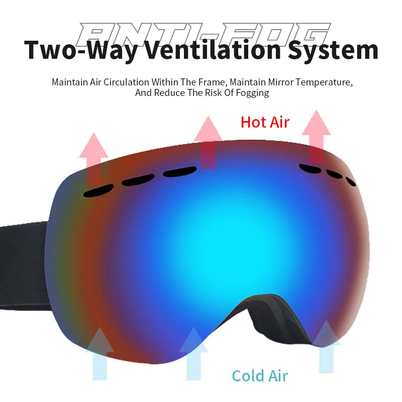 JSJM New Ski Goggles Adult Double Layer Anti-Fog Ski Glasses Winter Outdoor Sports Glasses UV400 Snowboard Snowmobile Eyewear