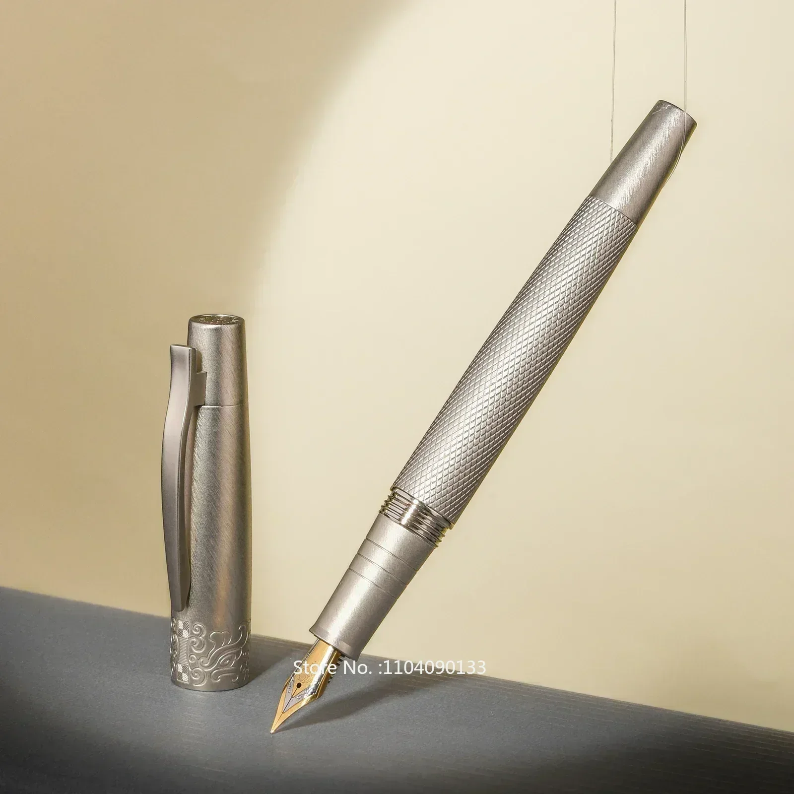 Hot Hongdian 6013 Silver Metal Fountain Pen Iridium EF/F/Bent Nib With Clip Beautiful Texture Excellent Business Office New Ink