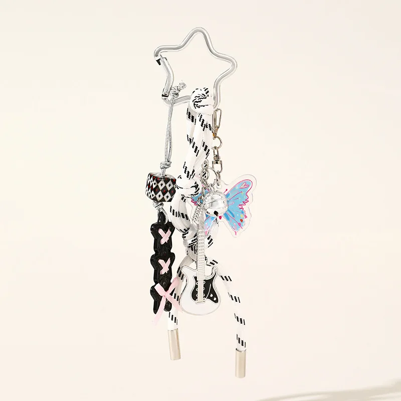 Porte-clés avec lanière pour guitare électrique, nouvelle série créative et Cool, pendentif de sac gratuit pour fille, pendentif exquis, accessoires polyvalents