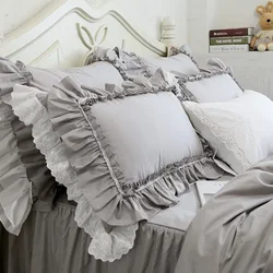 1 Piece Pillow Case Princess Luxury Big Ruffle Pillow Cover Romantic Lace Pillowcases Throw Pillows Grey Bed Pillowcase