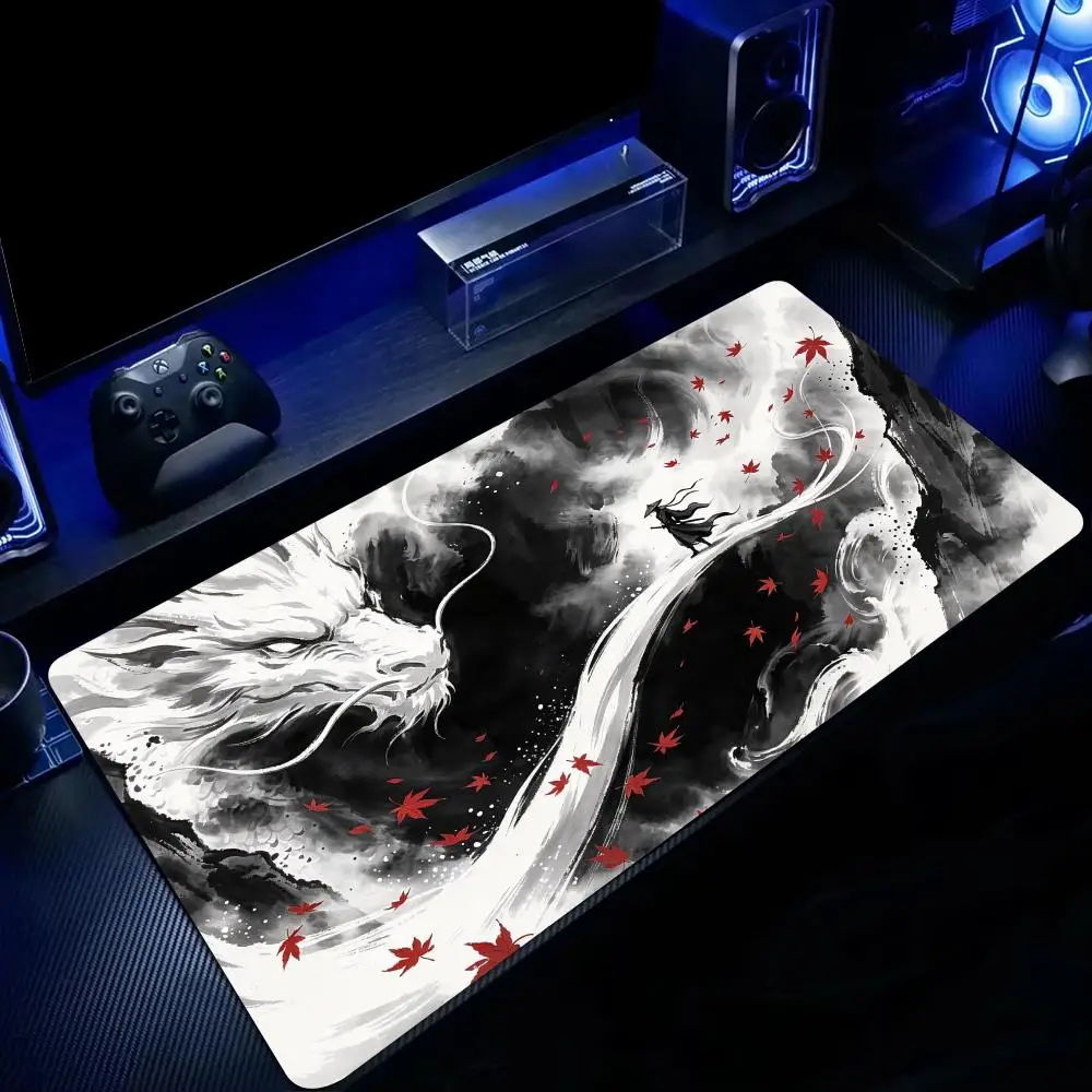 Oriental Dragon and Samurai Mouse Pad Large Computer Office Game Table Mats Rubber Anti-slip XXL Mouse Mat HDP Long Desk Pads