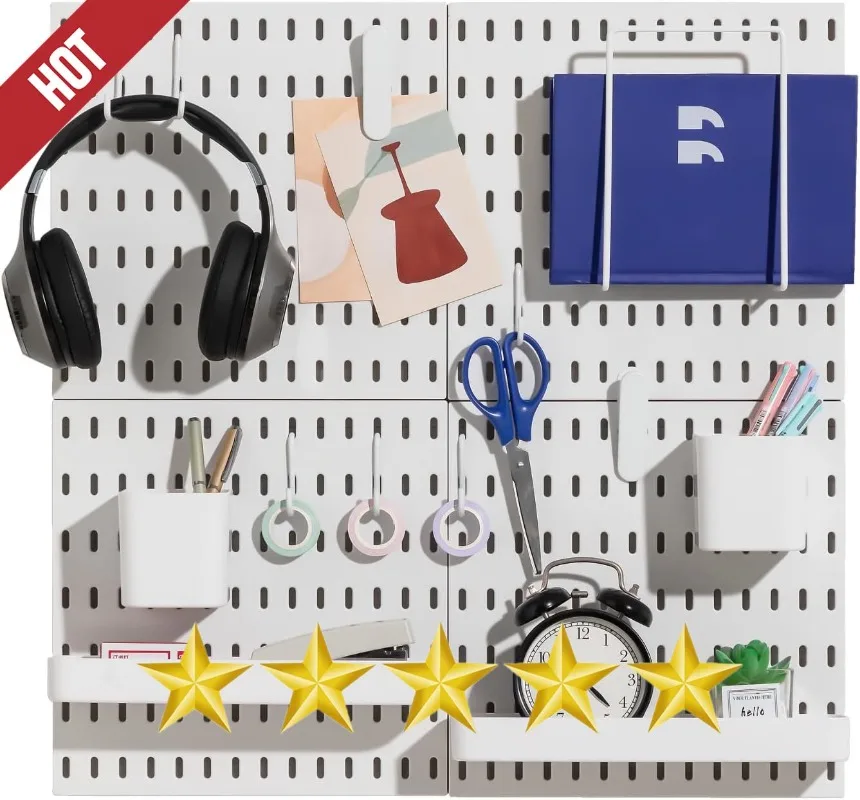 Kit de combinação de pegboard, pegboards e acessórios de suspensão modular para organizador de parede, organização de artesanato, exibição de ornamentos