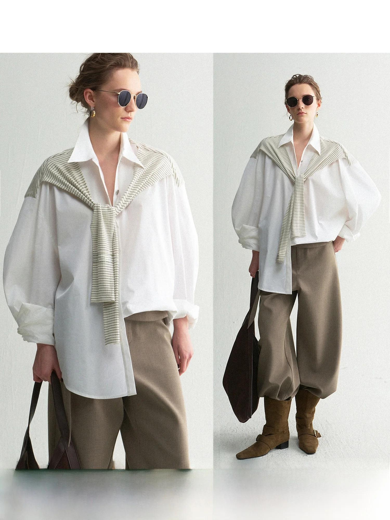 

Женская рубашка Mogas High Intelligence Stripe Series: вязаная, в стиле пэчворк, повседневная, свободного кроя, с длинным рукавом