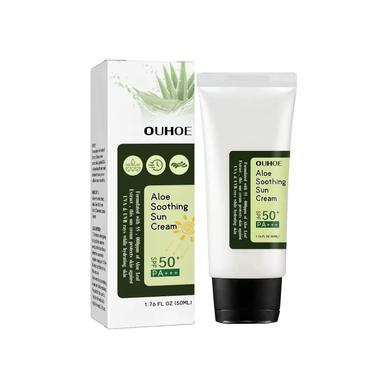 Creme antienvelhecimento e impermeável do aloe vera, hidratante facial antienvelhecimento, controle do óleo, protetor solar, isolamento, anti-protetor solar