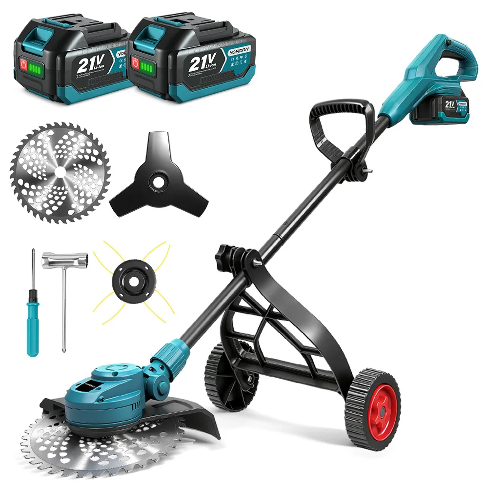 YOFIDRA 6000W 10-Zoll Bürstenloser Elektrischer Rasenmäher Faltbarer Grasschneider Trimmer Gartenwerkzeug für Makita 21V Akku
