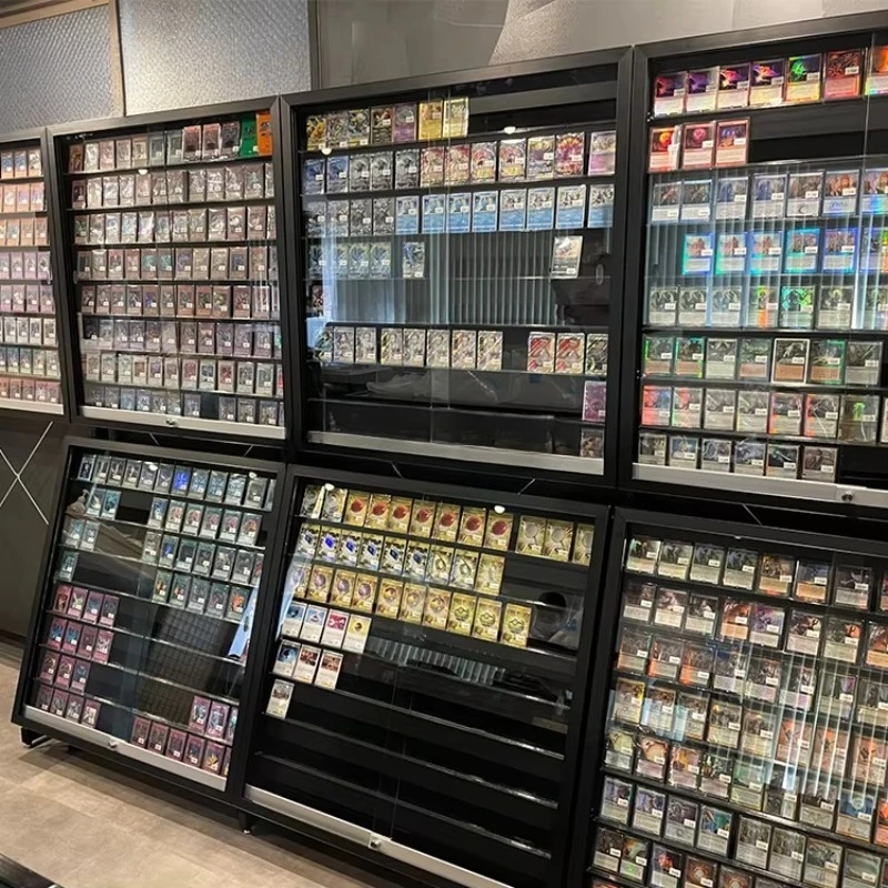 مصنع واضح الاكريليك المعادن بطاقة التداول عرض خزانة تحصيل البيسبول بطاقة رياضية حالة الاكريليك والمعادن عرض الرف #2