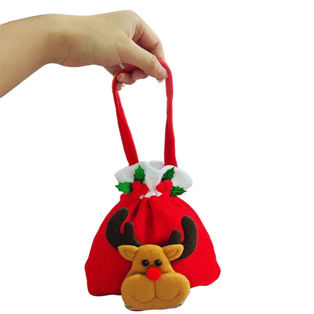 Christmas Drawstring Gift Bag Candy Wrapping Gift Bags Decorations Cute Snowman Santa Claus Deer Xmas Bag Christmas Party Favors