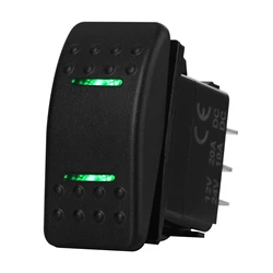 Interruptor basculante iluminado con Led verde, encendido y apagado, 12V, 20a, DPDT, SPST, accesorios para coche y barco