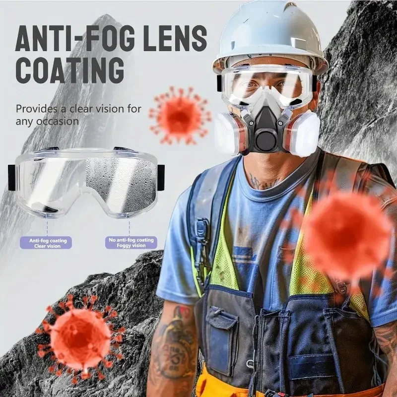 Reusable Safety Glasses/Half Face 6200 Spraying Mask with Filters- Ideal for Dust Resin Sanding Polishing