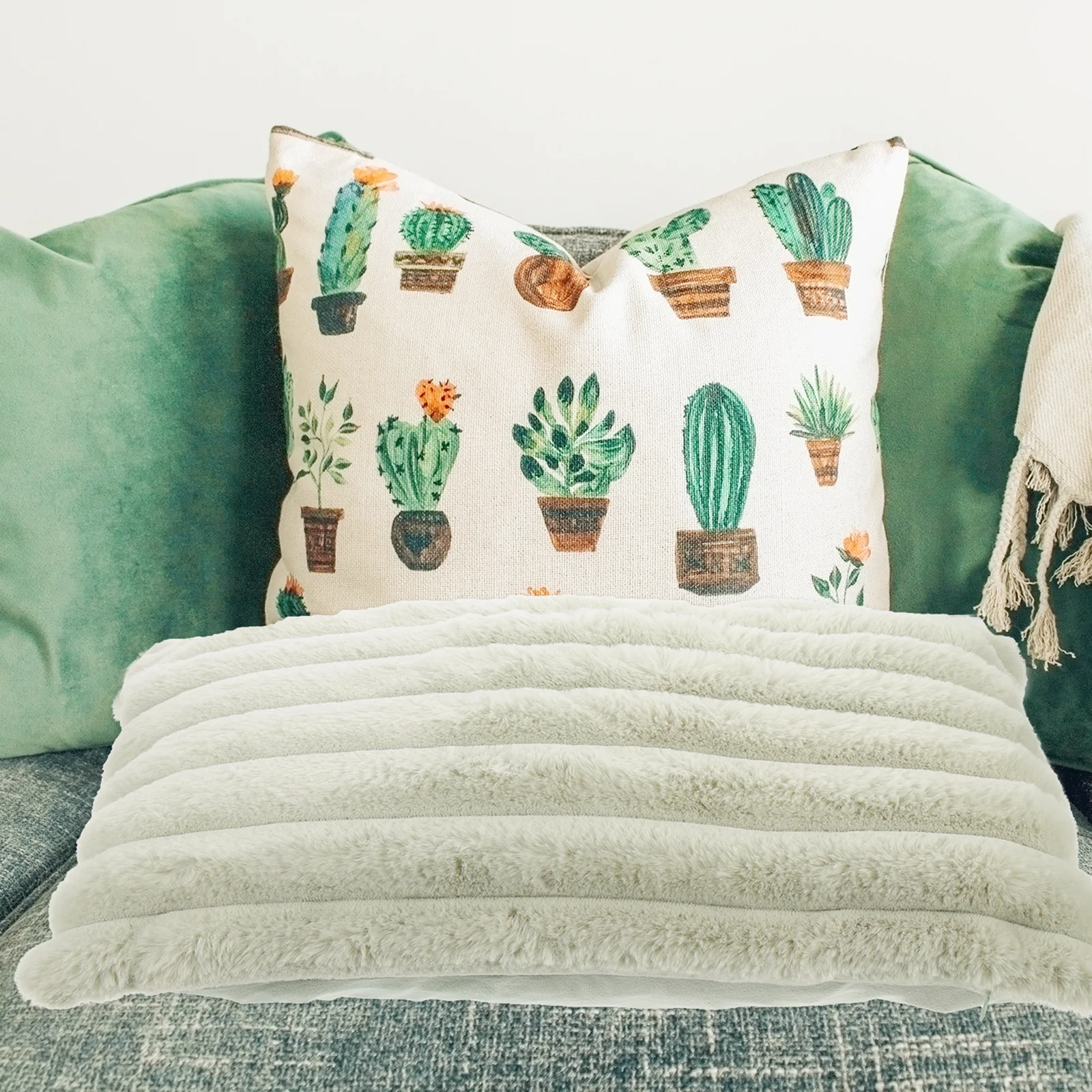 

Pillow Covers Soft Rabbit Square Cushions Cover For Sofa Bed Home Office Decor Throw Pillowcase Household Pillow Cover