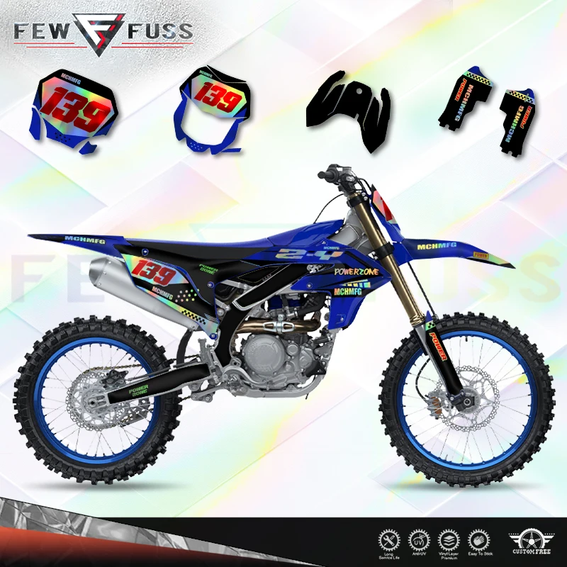 Fewfuss Holographic Chrome Racing Stickers Kit for Yamaha YZF450 2023 2024 2025 YZF250 2024 2025 2026 Offroad Bike Decals 004