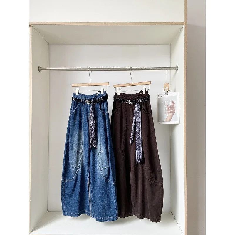 

American Sle Women's Wide Leg Jeans Vertical Drop Feel Blue Jeans Versatile Autumn New Sle Korean Sle mid Waist Street ...
