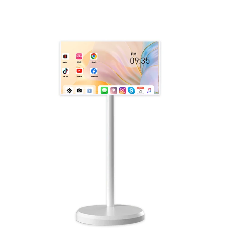 VETO 21.5 24 27 32 بوصة تلفزيونات ذكية محمولة تعمل بنظام أندرويد وبطارية مدمجة داخلية مع شاشة لمس للكاميرا على عجلات