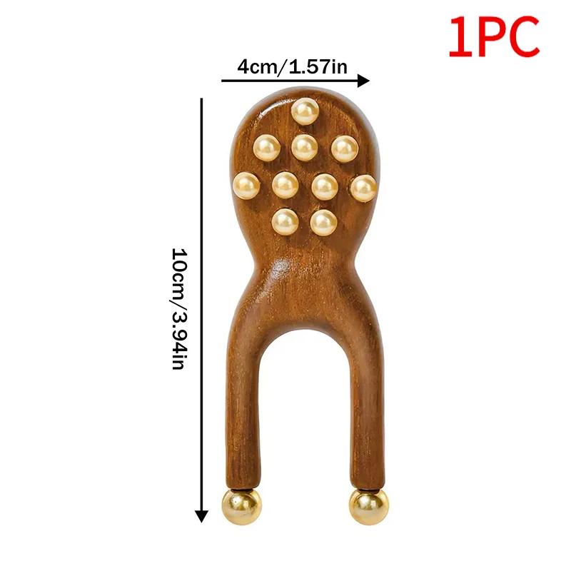 *1PC Wooden Nose Guasha Massage Tool Brass Bead Handheld Comb Antistatic For Face Nose Eye Relaxation Spot Meridians Acupoint