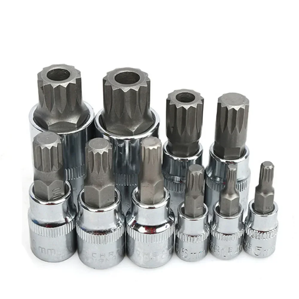 10PCS M4-M18 Professionele Punt Triple Square Spline Bit Socket Set Sabotage Druk Batch Mouw Set Auto Reparatie Tools Schroevendraaier