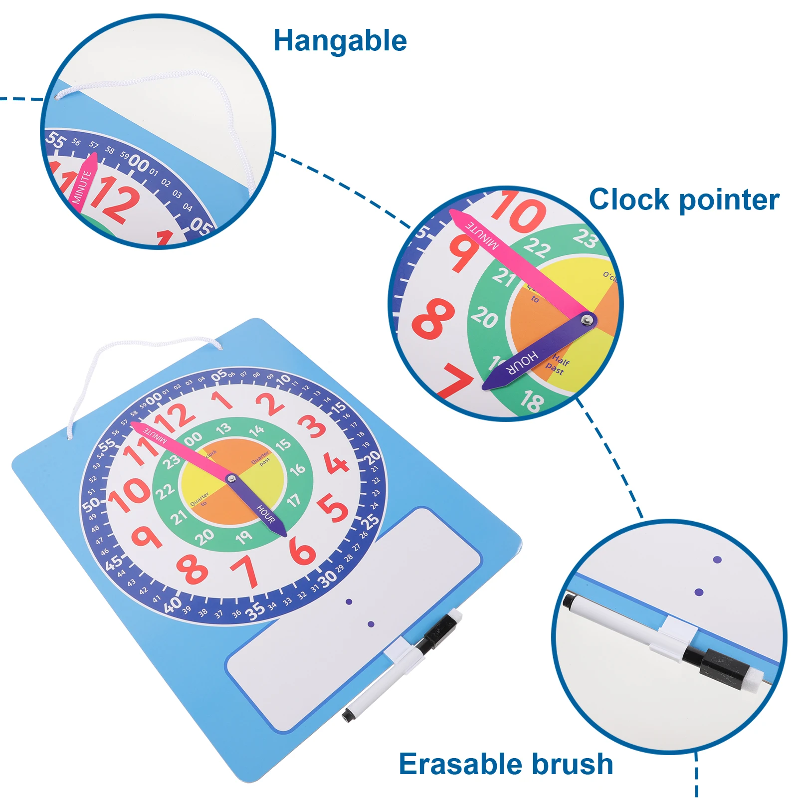 

1 Set Reusable Dry Erase Learning Clock For Kids Analog Digital Time Recognition Montessori Teaching Educational Tool