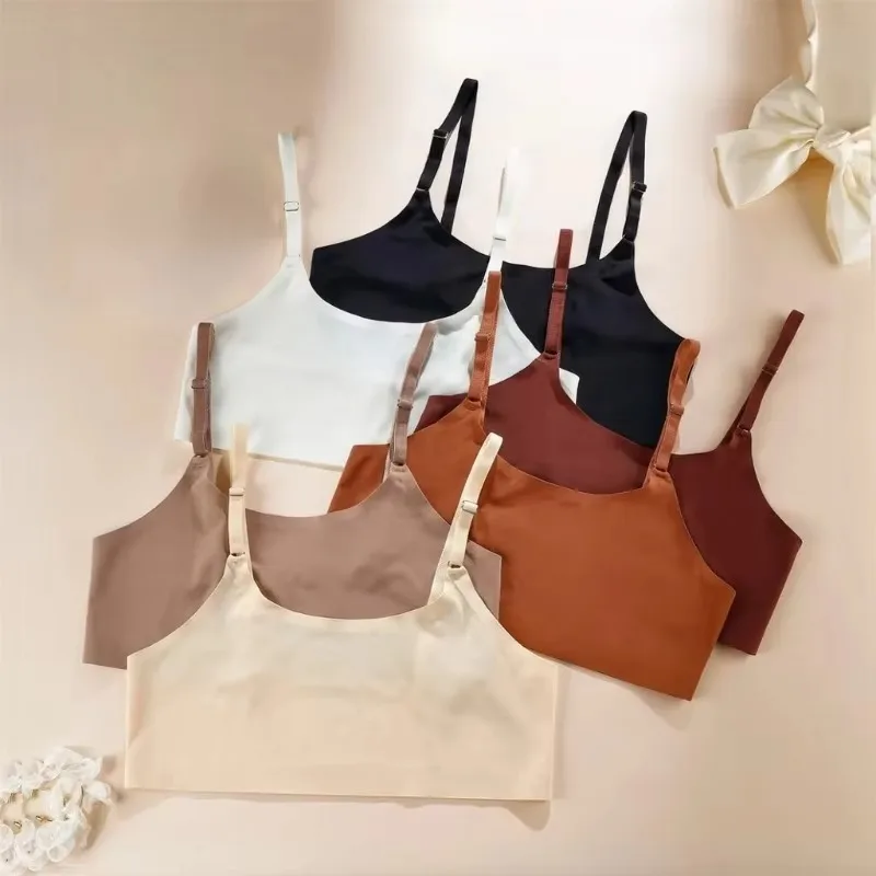 Sujetador deportivo de seda helada sin costuras, con espalda hermosa, para yoga, sin relleno, inalámbrico, talla grande, ropa interior