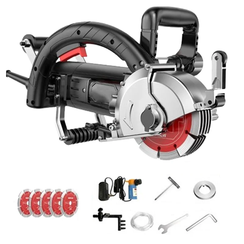 1800W Dustless Handheld Wall Chaser Multi-Angle Saw Concrete Stone Road Hydropower