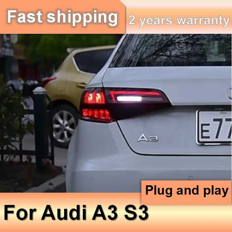 

Автомобильные аксессуары для Audi A3, задний фонарь 2013-2020 A3, задний фонарь A3 S3 хэтчбек DRL, противотуманный тормоз, указатель поворота заднего хода