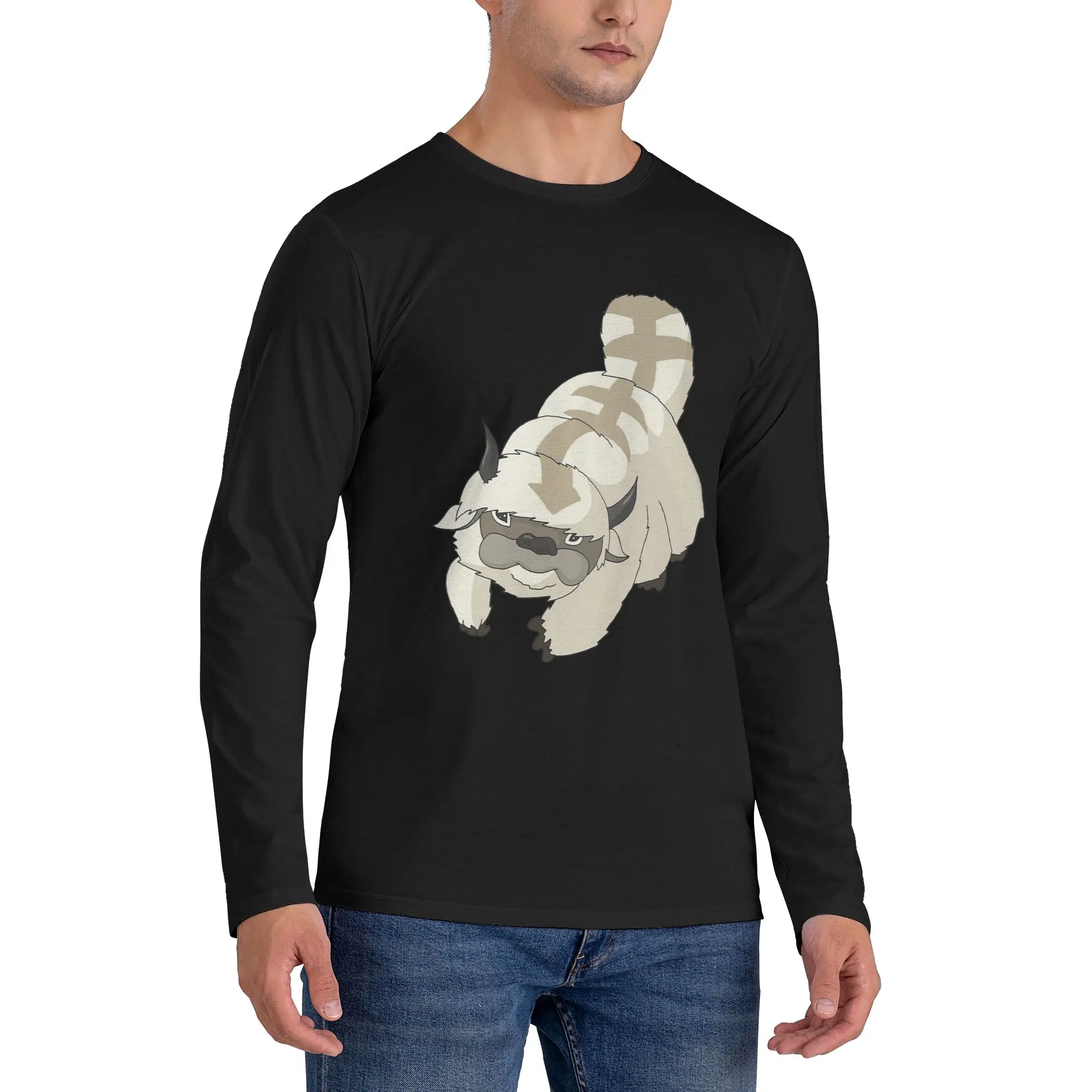 

Appa-Avatar the Last Airbender Мужская футболка с длинными рукавами Дышащие футболки с круглым вырезом Весенние и осенние мужские топы