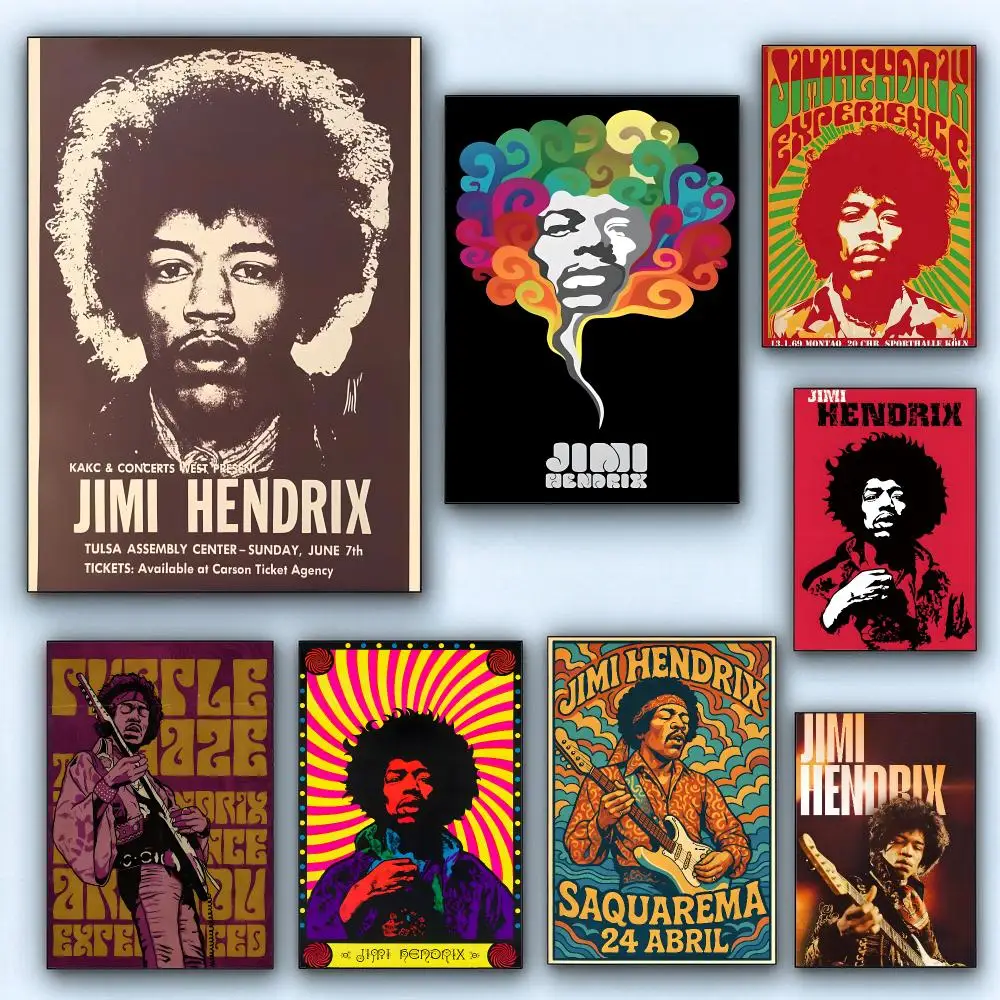 music Jimi Hendrix Poster Wall Posters Self-Adhesive Wall Stickers Home Decoration for Bedroom Living Room