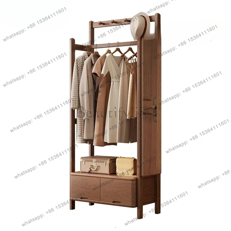 

All solid wood black walnut color simple bedroom vertical coating rack floor fashion designer high end