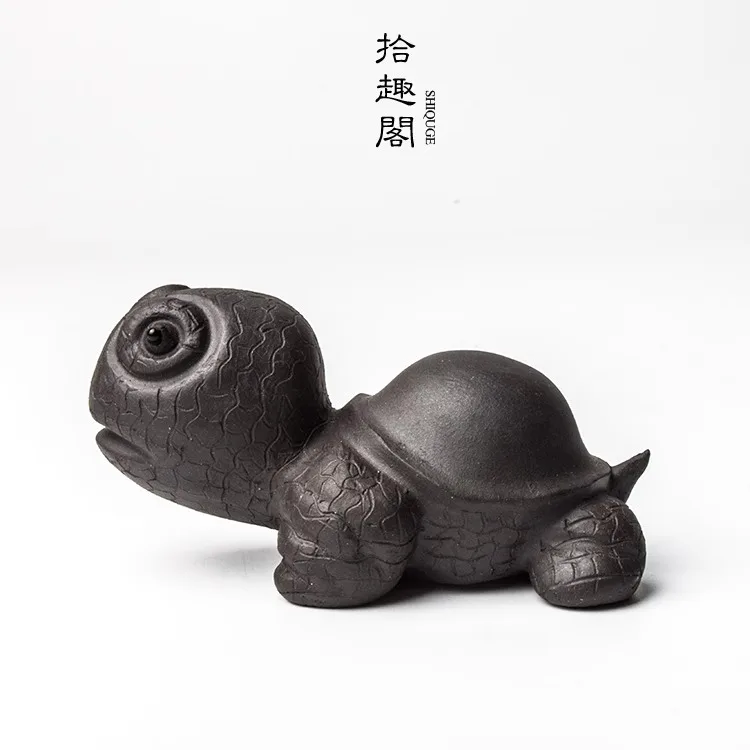 Handmade Purple Clay Tea Pet Ceramic Play Turtle Ornament Pot Pen Holder Lid Kung Fu Set Boutique