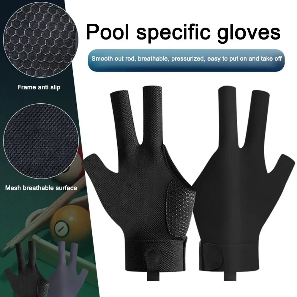 

Portable Left Hand Billiards Glove Elastic Breathable Three Fingers Glove Non Slip Snooker Billiard Glove Billiard Accessories